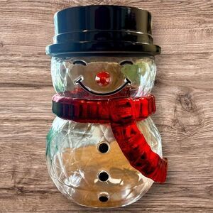BATH & BODY WORKS CLEAR GLASS SNOWMAN SINGLE WICK PEDESTAL CANDLE HOLDER NWT